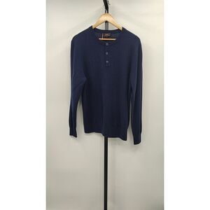 Quince Men Cotton Modal Long Sleeve Henley Tee Blue Sleeved Top Large